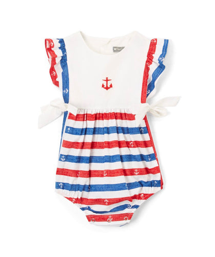 Red White and Blue Anchor Baby Girl Bubble