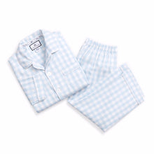 Load image into Gallery viewer, Light Blue Gingham Little Boy Pajama Pants Set