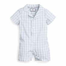 Load image into Gallery viewer, Light Blue Gingham Baby Boy Summer Romper