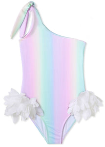 Somewhere Over the Rainbow Petal Off the Shoulder Bathing Suit