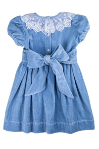 Blue Velvet Dress with Sash